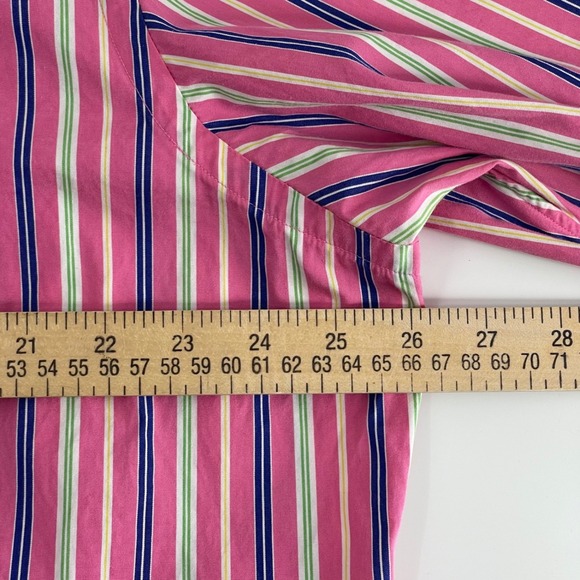 Ralph Lauren Classic Fit Striped Button Down Shirt Mens XL Pink Green Navy White - Picture 5 of 8